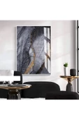 Harikabirev HARİKABİREV|SOYUT SİYAH-MÜRDÜM GRİ DESENLİ MODEL 2|ÇERÇEVELİ TEMPERLİ CAM TABLO TEKLİ DİKEY thumbnail 1