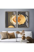 Harikabirev HARİKABİREV|TURUNCU-GRİ RENK SOYUT KONMBİN |TEMPERLİ ÇERÇEVELİ CAM TABLO  2Lİ DİKEY thumbnail 1