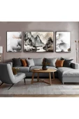 Harikabirev HARİKABİREV|GRİ SOYUT DAĞ MANZARA KOMBİNİ|ÇERÇEVELİ TEMPERLİ CAM TABLO 3LÜ YATAY thumbnail 1