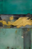 Harikabirev HARİKABİREV|ZÜMRÜT YEŞİL GOLD RENK ABSTRACT ART |ÇERÇEVELİ CAM TABLO  3LÜ DİKEY - 3