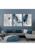 Harikabirev HARİKABİREV|GRİ-LACİVERT SOYUT TÜY KOMBİNİ |ÇERÇEVELİ CAM TABLO  3LÜ DİKEY thumbnail 1
