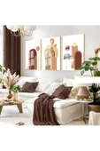 Harikabirev HARİKABİREV|KREM-BEYAZ-KAHVE SOYUT BOHEM SETİ |ÇERÇEVELİ CAM TABLO 3LÜ DİKEY thumbnail 1