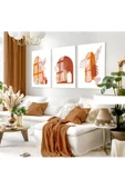 Harikabirev HARİKABİREV|TURUNCU RENKLER BOHEM SETİ |ÇERÇEVELİ CAM TABLO 3LÜ DİKEY thumbnail 1
