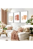 Harikabirev HARİKABİREV|KREM TONLU MİNİMALİST SOYUT KOMBİN|ÇERÇEVELİ CAM TABLO 3LÜ DİKEY thumbnail 1