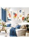 Harikabirev HARİKABİREV|MAVİ-KREM-TURUNCU SOYUT BOHEM SETİ |ÇERÇEVELİ CAM TABLO 3LÜ DİKEY thumbnail 1