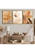 Harikabirev HARİKABİREV|TURUNCU-KREM SOFT RENK ÇİÇEK YAPRAK SETİ 3 |ÇERÇEVELİ CAM TABLO 3LÜ DİKEY thumbnail 1