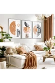 Harikabirev HARİKABİREV|BEYAZ-KAHVE BOHEM SETİ |ÇERÇEVELİ CAM TABLO 3LÜ DİKEY thumbnail 1
