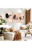 Harikabirev HARİKABİREV|TURUNCU-KREM MİNİMALİST BOHEM SETİ |ÇERÇEVELİ CAM TABLO 3LÜ DİKEY thumbnail 1