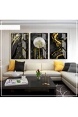 Harikabirev HARİKABİREV|SİYAH -GOLD RENK SOYUT SET 03 |ÇERÇEVELİ CAM TABLO 3LÜ DİKEY thumbnail 1
