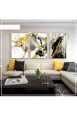 Harikabirev HARİKABİREV|SİYAH -GOLD SOFT RENK SOYUT SETİ 02 |ÇERÇEVELİ CAM TABLO 3LÜ DİKEY thumbnail 1