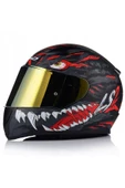 LS2 Rapıd 2 Kaıju Mat Siyah-Kırmızı Fullface Motosiklet Kaskı Gold Camlı - 1