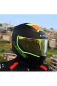 LS2 RAPID 2 EXTRA MAT NEON SARI FULLFACE MOTOSİKLET KASKI GOLD CAMLI - 2