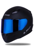 LS2 Rapıd 2 Mat Siyah Fullface Motosiklet Kaskı Mavi Camlı thumbnail 2