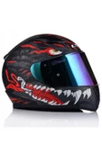 LS2 Rapıd 2 Kaıju Mat Siyah-Kırmızı Fullface Motosiklet Kaskı Mavi Camlı - 3