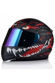 LS2 Rapıd 2 Kaıju Mat Siyah-Kırmızı Fullface Motosiklet Kaskı Mavi Camlı - 1