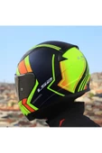 LS2 RAPID 2 EXTRA MAT NEON SARI FULLFACE MOTOSİKLET KASKI GRİ CAMLI - 2