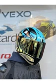 LS2 Rapıd 2 Neo Mavi-mor Kask - Gold Vizör thumbnail 2
