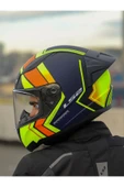LS2 RAPID 2 RACE EXTRA MAT NEON SARI-NAVY MAVİ KASK - 7