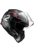LS2 RAPID 2 CIRCLE MAT SİYAH-KIRMIZI MOTOSİKLET KASKI - 2