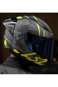 LS2 RAPID 2 RACE RAVEN MAT SİYAH-GRİ-NEON SARI FULLFACE MOTOSİKLET KASKI MAVİ CAMLI - 5