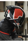LS2 RAPID 2 RACE GRID MAT BEYAZ-KIRMIZI KASK - 3