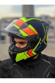 LS2 RAPID 2 RACE EXTRA MAT NEON SARI-NAVY MAVİ KASK - 5