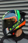 LS2 RAPID RACE CHOS MAVİ NEON TURUNCU KASK - 2