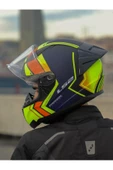 LS2 RAPID 2 RACE EXTRA MAT NEON SARI-NAVY MAVİ KASK - 6