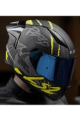 LS2 RAPID 2 RACE RAVEN MAT SİYAH-GRİ-NEON SARI FULLFACE MOTOSİKLET KASKI MAVİ CAMLI - 4
