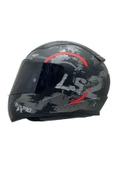 LS2 Rapıd 2 Cırcle Mat Siyah-kırmızı Kask Siyah Cam-şeffaf Cam Hediye - 2