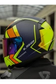 LS2 RAPID 2 EXTRA MAT NEON SARI-NAVY MAVİ KASK - 1