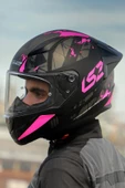 LS2 Rapıd 2 Race Palımnesıs Mat Siyah-Pembe Kask - 1