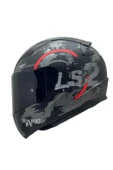 LS2 Rapıd 2 Cırcle Mat Siyah-kırmızı Kask Siyah Cam-şeffaf Cam Hediye - 1