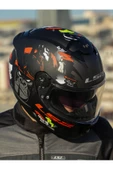 LS2 STREAM 2 ANGRY MONKEY MAT SİYAH-KIRMIZI KASK - 3