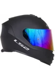 LS2 Storm Mat Siyah Kapalı Motosiklet Kaskı Gökkuşağı Camlı thumbnail 1