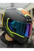 LS2 Rapid 2 Extra Race Full Face Motosiklet Kaskı Yarış Spoiler +  Şeffaf + Gökkuşağı Vizörlü thumbnail 5