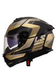 LS2 Stream 2 Road Full Face Motosiklet Kaskı Siyah Gold Gri - 2