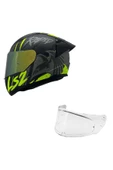 LS2 RAPID 2 RAVEN MAT SİYAH-GRİ-NEON SARI KASK SARI CAM+SPOİLER - 1