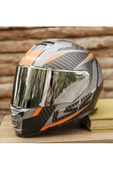 LS2 Storm 2 Racer Mat Tıtanıum-turuncu Kask thumbnail 5