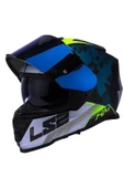 LS2 Storm 2 Sprinter Siyah Gri Cobalt Gökkuşağı Vizör Şeffaf Vizör Hediye thumbnail 4