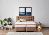 Niron Latte 180x200 cm Çift Kişilik Yatak Baza Başlık Seti - Sert Yatak, Kumaş Baza ve Başlık Takımı - 2