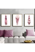 Harikabirev HARİKABİREV|PUDRA PEMBE RENK 3 LÜ TÜY KOMBİNİ |ÇERÇEVELİ CAM TABLO 3LÜ DİKEY thumbnail 1