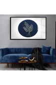 Harikabirev HARİKABİREV|LACİVERT-GÜMÜŞ SONSUZLUK ÇİÇEĞİ ORTA KOMBİN |ÇERÇEVELİ TEMPERLİ CAM TABLO TEKLİ YATAY thumbnail 1