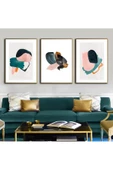 Harikabirev HARİKABİREV|TURKUAZ-PEMBE SOYUT VEKTÖR (ABSTRACT) 02 |ÇERÇEVELİ CAM TABLO TEMPERLİ 3LÜ DİKEY thumbnail 1