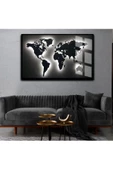 Harikabirev HARİKABİREV|HARİTA TABLOSU SİYAH R |ÇERÇEVELİ TEMPERLİ CAM TABLO TEKLİ YATAY thumbnail 1