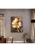 Harikabirev HARİKABİREV|ÇİÇEK TABLOSU SOYUT ÇİÇEK GOLD GÜZEL|ÇERÇEVELİ TEMPERLİ CAM TABLO TEKLİ DİKEY thumbnail 1