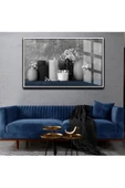 Harikabirev HARİKABİREV|MUM TABLOSU LACİVERT-GRİ |ÇERÇEVELİ TEMPERLİ CAM TABLO TEKLİ YATAY thumbnail 1