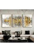 Harikabirev HARİKABİREV|GOLD-GRİ-BEYAZ RENK SOYUT KOMBİN 005 |ÇERÇEVELİ CAM TABLO TEMPERLİ 3LÜ DİKEY thumbnail 1