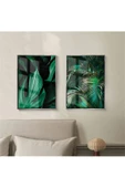 Harikabirev HARİKABİREV|YEŞİL RENK YAPRAK KOMBİNİ |ÇERÇEVELİ CAM TABLO 2Lİ DİKEY thumbnail 1