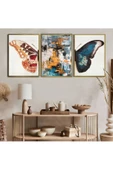 Harikabirev HARİKABİREV|MAVİ-TURUNCU KOMBİNİ KELEBEK KANATLARI-SOYUT |ÇERÇEVELİ TEMPERLİ CAM TABLO 3LÜ DİKEY thumbnail 1